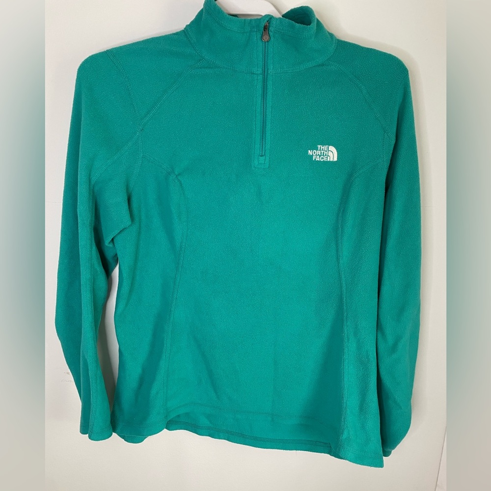 The North Face Pull Over Teal Long Sleeve Zip Front